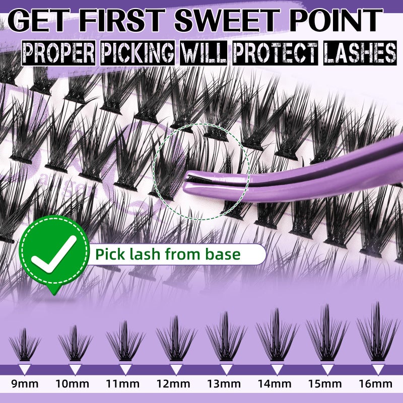 B&qaugen Lash Extension Kit for Beginners Eyelash Extension Kit Manga Lash Clusters Kit 280 PCS Individual Lashes Kit Volume 40D Soft D Curl Eye Lash Extension Lash Kit(Manga-40D-D-9-16MIX) - Image 5
