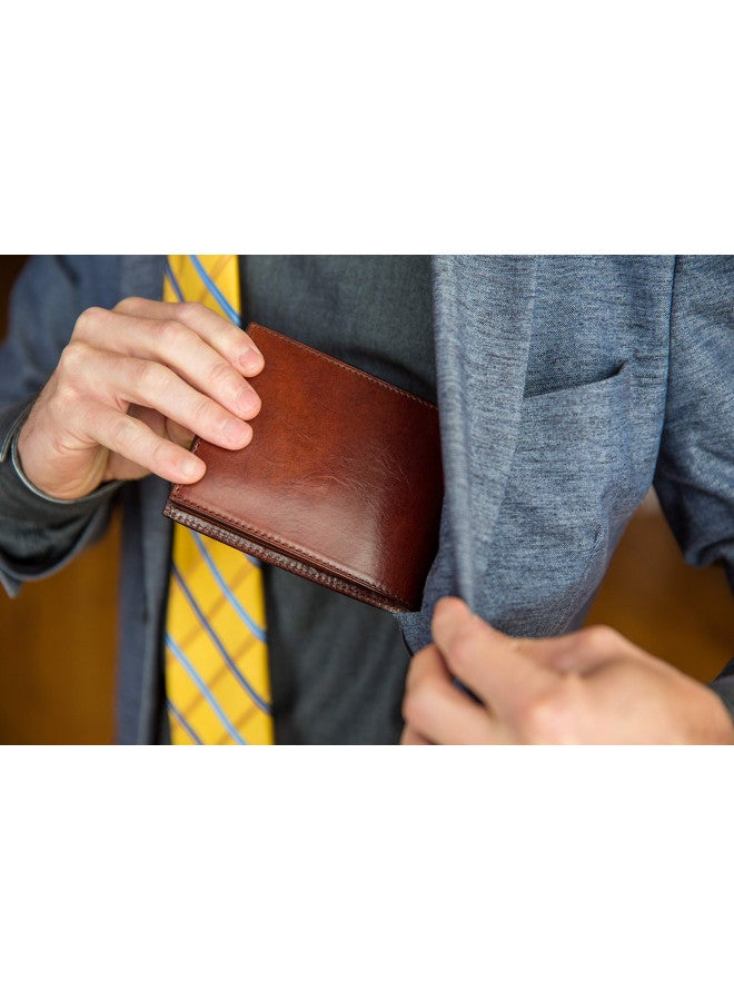 Bosca Men's Old Leather Bifold Wallet with ID Window and Card Slots - Italian Leather, Durable and Stylish, Dark Brown - Image 4