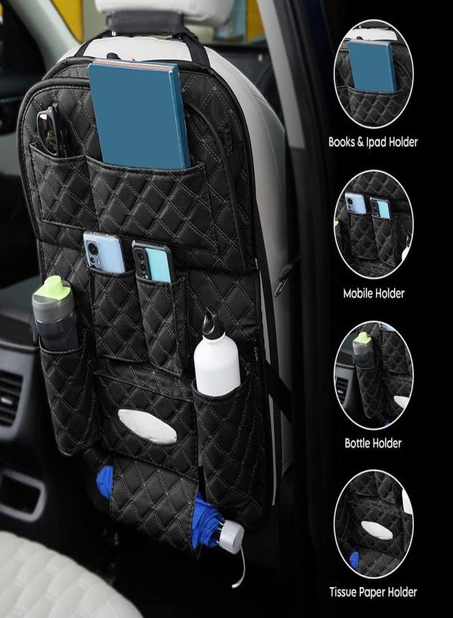 Auto Oprema Universal PU Leather Auto Car Seat Back Organizer with Foldable Dining Table Tray – Multi-Pocket Storage, Tablet Holder, Bottle & Tissue Paper Holder Car Backseat Organizer - Image 5