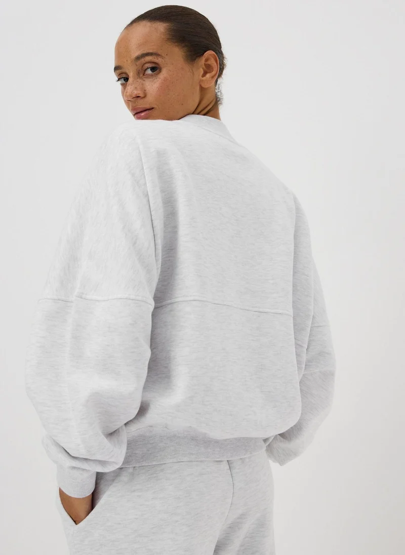ماتلان Grey Collar Seam Zip Up Sweatshirt