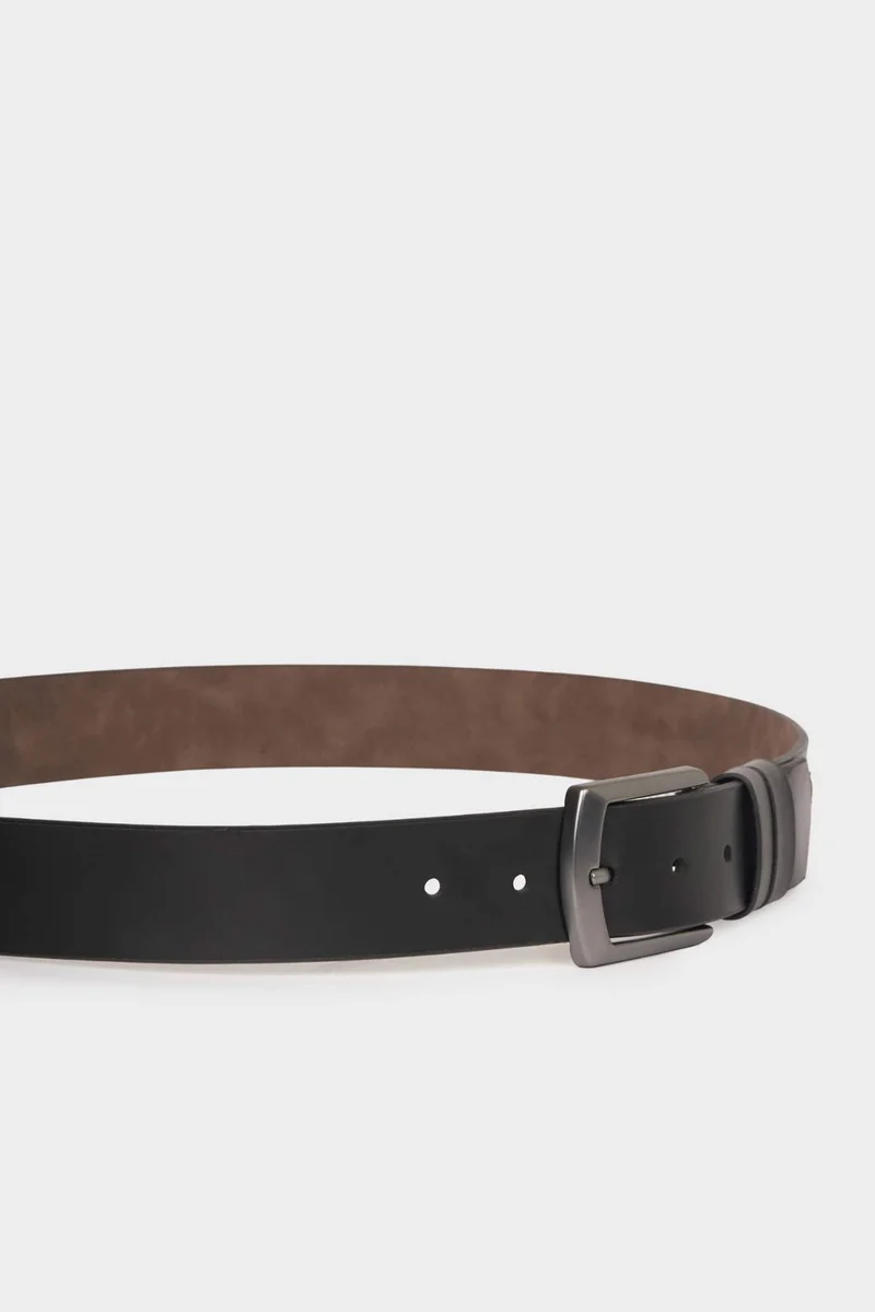 ديفاكتو Man Rectangle Clasp Faux Leather Belt