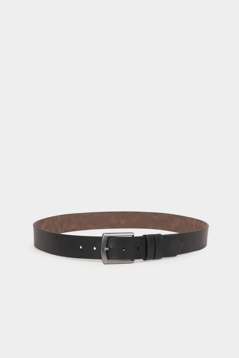 ديفاكتو Man Rectangle Clasp Faux Leather Belt