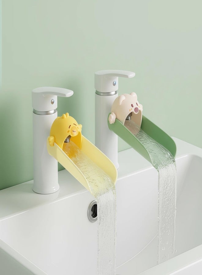 Yooreps 2 Pack Faucet Extender for Toddlers, Silicone Faucet Extender, Easy Install Sink Spout Extender for Kids Hand Washing Fits Standard and Gooseneck Faucet (Yellow & Green) - Image 1