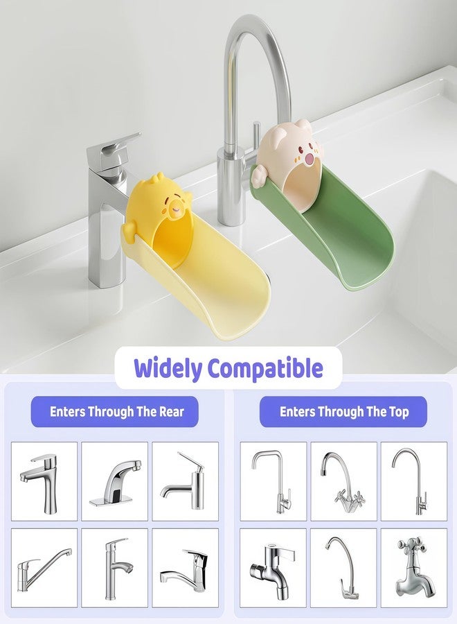 Yooreps 2 Pack Faucet Extender for Toddlers, Silicone Faucet Extender, Easy Install Sink Spout Extender for Kids Hand Washing Fits Standard and Gooseneck Faucet (Yellow & Green) - Image 3