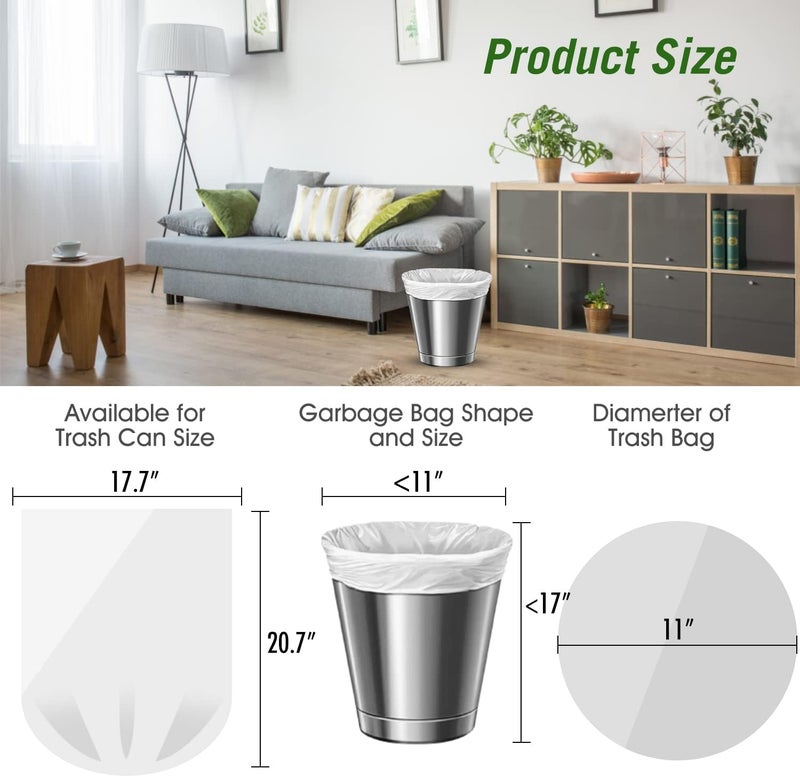 Charmount Small Trash Bags - 180 (Counts) 4 Gallon Garbage Bags for Bathroom, Kitchen, Office and Bedroom, 4 Gallon Unscented White Trash Bag … - Image 2