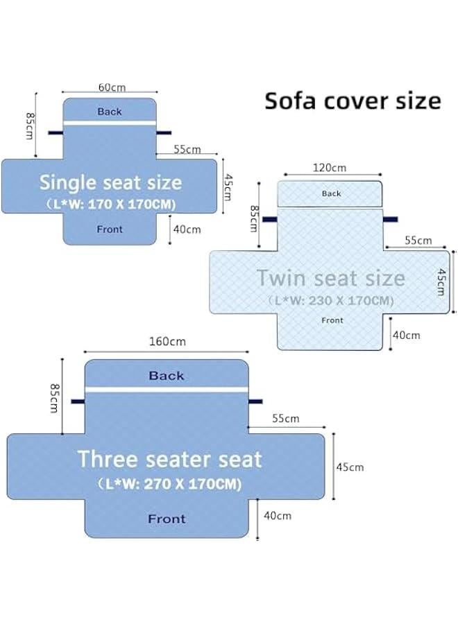 HOOKOR 230x170CM Sofa Covers Reversible Waterproof with Elastic Straps, Sofa Protectors from Pets, Waterproof Non-Slip Furniture couch cover, Washable Checked Pattern Thick Quilted (Black, 2 Seat) - Image 3