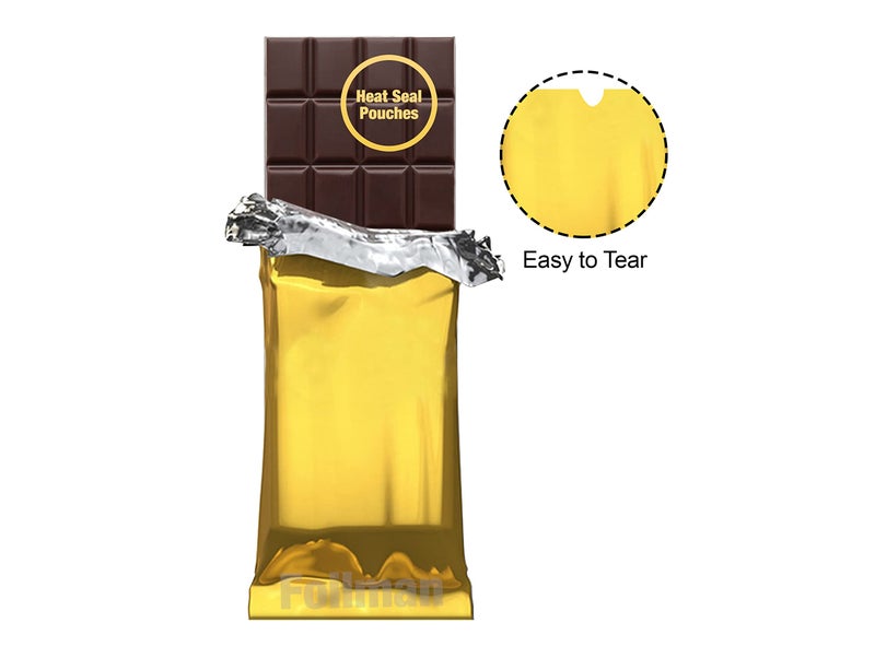 Foilman - Heat Seal Bags (Metallized) For Chocolate Bar Wrapping - Actual Bags Size 3 X 6 3/8 - Fits Bar Size 2.25 X 5.5 Inches (100 Pack) (Dark Gold) - Image 3