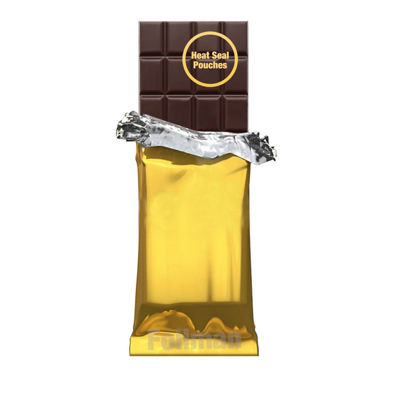 Foilman - Heat Seal Bags (Metallized) For Chocolate Bar Wrapping - Actual Bags Size 3 X 6 3/8 - Fits Bar Size 2.25 X 5.5 Inches (100 Pack) (Dark Gold) - Image 1