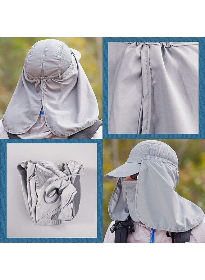 Outdoor UPF 50+ UV Sun Protection Waterproof Breathable Face Neck Flap Cover Folding Sun Hat - Image 4