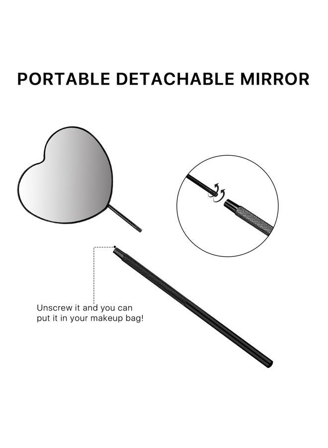 Miuffue Lovely Lash Mirror - Heart Shaped Detachable Stainless Steel Eyelash Mirror, 2.2inch Lash Extension Supplies and Tools, Black - Image 5