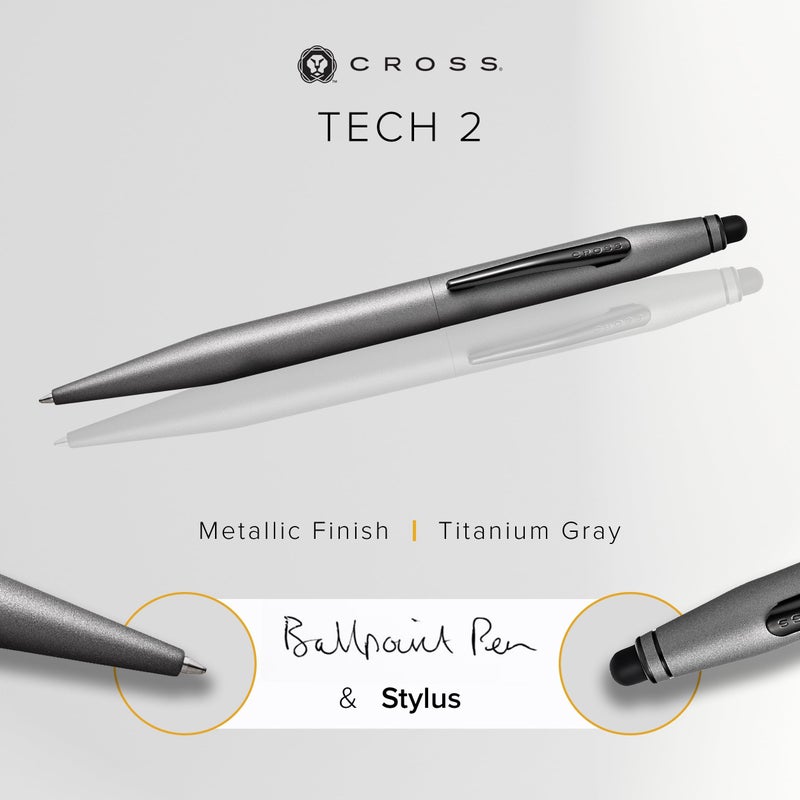 Cross Tech2 Refillable Tech2 Presented in a Premium Gift Box - Medium Point, Black Ink, Titanium Gray - Image 2