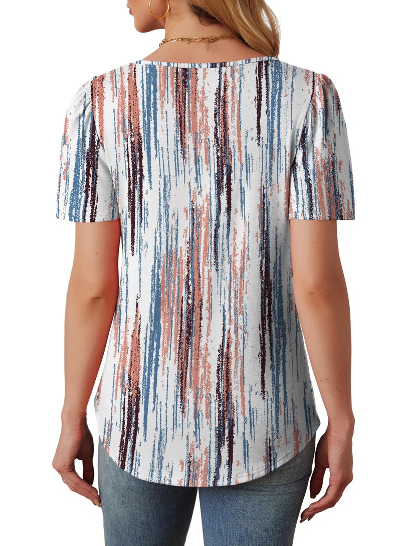 OFEEFAN Plus Size Tops for Women Short Sleeve Blouses Dressy Casual Tie Dye Shirt Summer Beach Fashion 2026 Trendy Cute Boho Outfits Women's Clothings L - Image 5