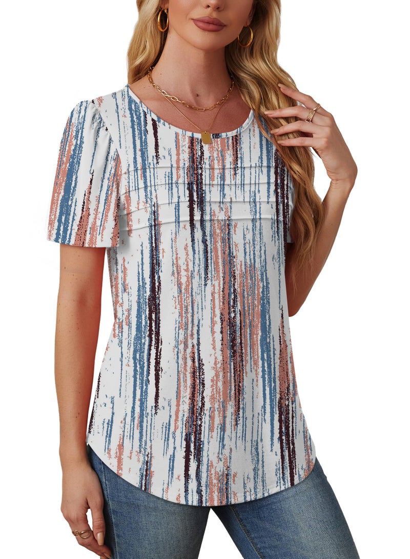OFEEFAN Plus Size Tops for Women Short Sleeve Blouses Dressy Casual Tie Dye Shirt Summer Beach Fashion 2026 Trendy Cute Boho Outfits Women's Clothings L - Image 4