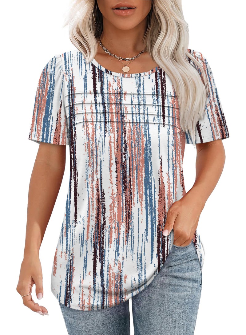 OFEEFAN Plus Size Tops for Women Short Sleeve Blouses Dressy Casual Tie Dye Shirt Summer Beach Fashion 2026 Trendy Cute Boho Outfits Women's Clothings L - Image 1