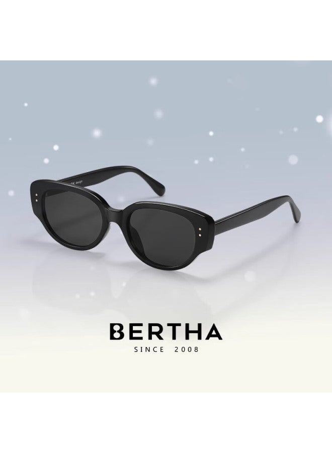 Bertha Snow Sungl Women Cat Eye High-end Black And White Frame Sunscreen Uv Protection Face-shaping Bare-faced Artifact - Image 2
