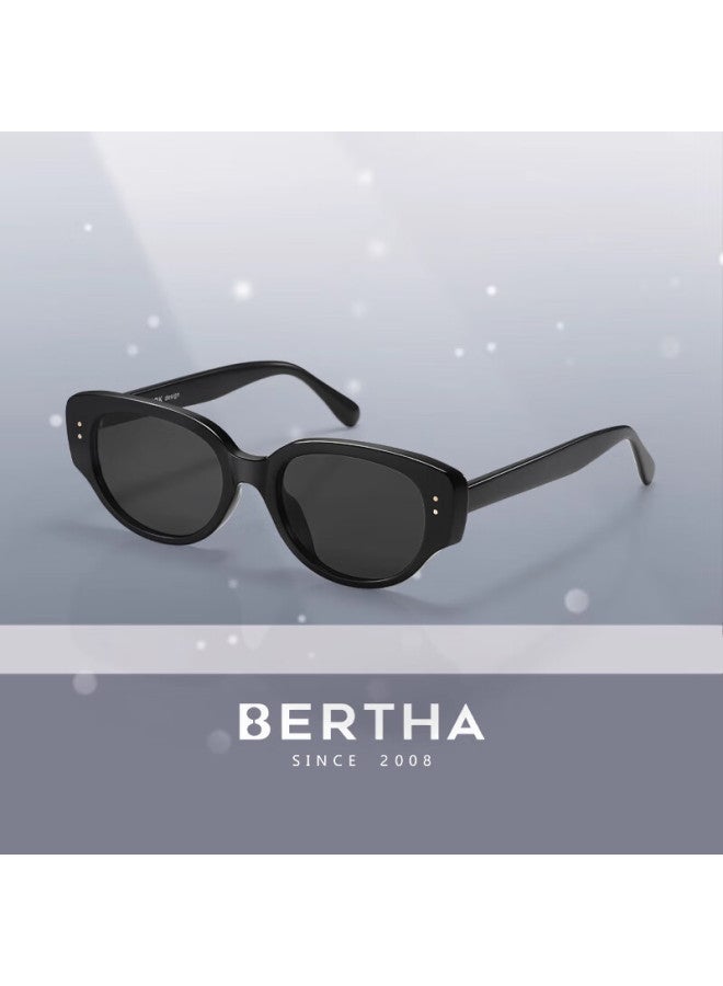 Bertha Snow Sungl Women Cat Eye High-end Black And White Frame Sunscreen Uv Protection Face-shaping Bare-faced Artifact - Image 3