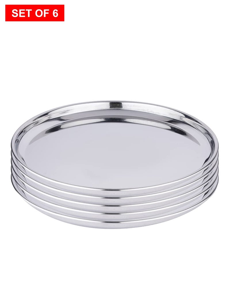 Neelam Neelam Stainless Steel 8, 22 Gauge Buffet Plate, 17.5 cm, Silver, Set of 6, Durable, Elegant Round Plates for Serving, Parties, Special Occasions, Long-Lasting, Easy to Clean & Maintain, Sliver - Image 2