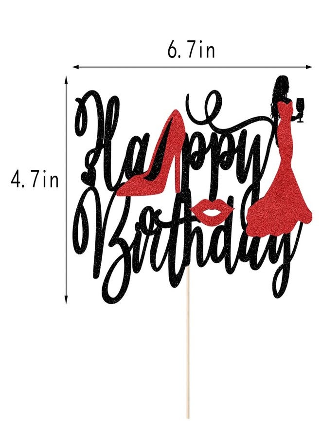 LVEUD Girl Happy Birthday Cake Topper- Glamour Lady Crown High Heel Cake Decorations，Sexy Girl's Party Decor，Queen Birthday Party Decorations Supplies - Image 3