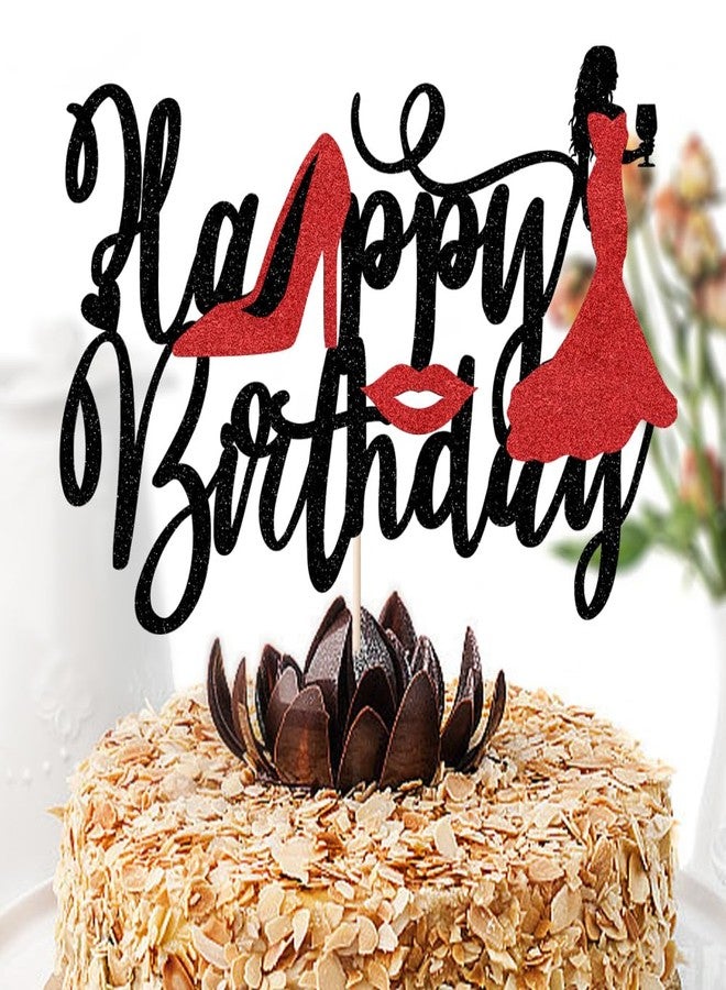 LVEUD Girl Happy Birthday Cake Topper- Glamour Lady Crown High Heel Cake Decorations，Sexy Girl's Party Decor，Queen Birthday Party Decorations Supplies - Image 4