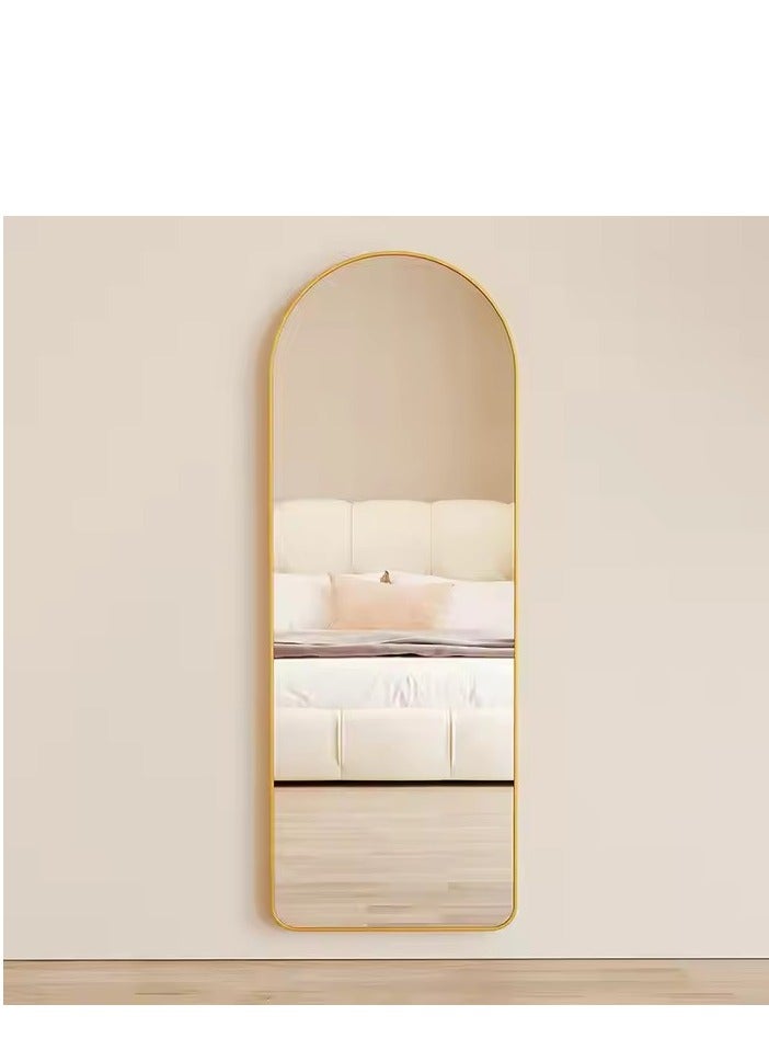 Full Length Mirror 23.6" x 65"/17.7" x 61" Arched Aluminum alloy Large Standing Dressing Mirror Hanging Leaning Against Wall Mounted Mirror with Stand for Bedroom Locker Room Living Room (gold)