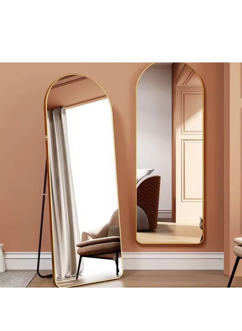 Y&D Full Length Mirror 23.6" x 65"/17.7" x 61" Arched Aluminum alloy Large Standing Dressing Mirror Hanging Leaning Against Wall Mounted Mirror with Stand for Bedroom Locker Room Living Room (gold)  - Image 2