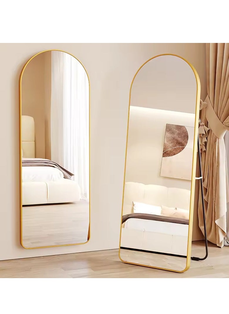 Y&D Full Length Mirror 23.6" x 65"/17.7" x 61" Arched Aluminum alloy Large Standing Dressing Mirror Hanging Leaning Against Wall Mounted Mirror with Stand for Bedroom Locker Room Living Room (gold)  - Image 1
