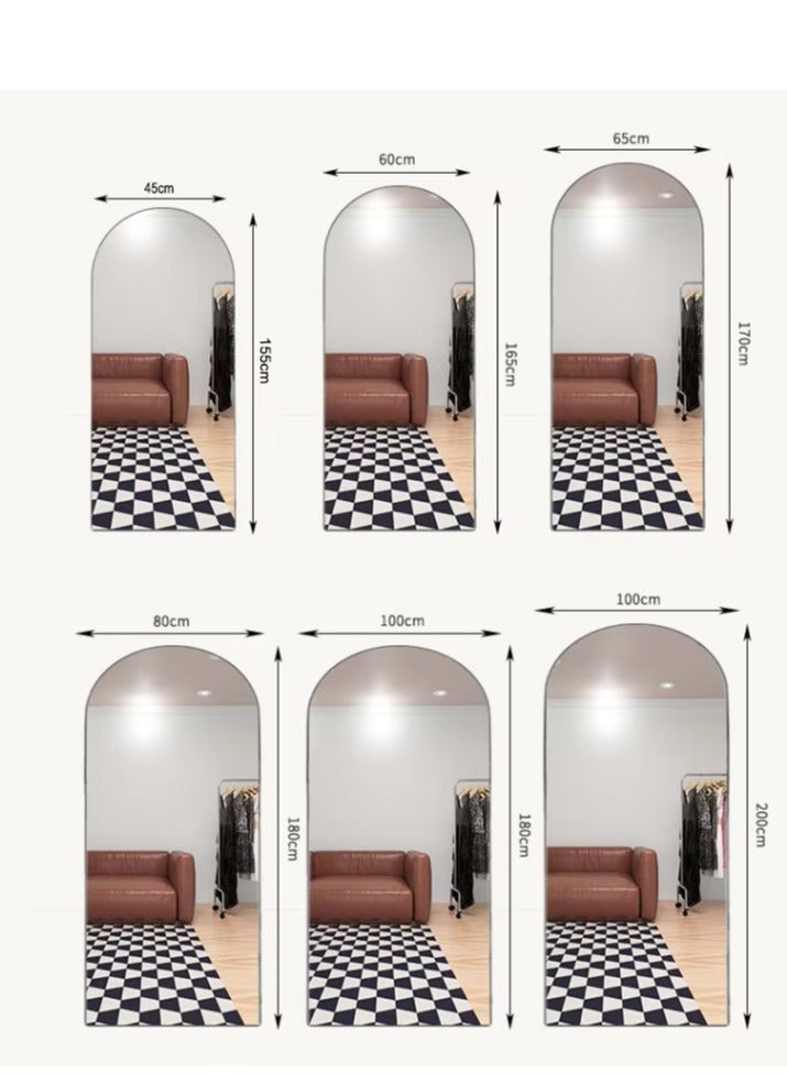 Full Length Mirror 23.6" x 65"/17.7" x 61" Arched Aluminum alloy Large Standing Dressing Mirror Hanging Leaning Against Wall Mounted Mirror with Stand for Bedroom Locker Room Living Room (gold)