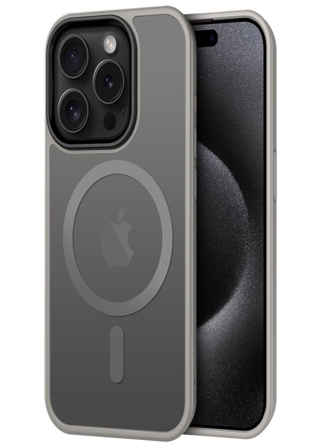 CACOE Magnetic Case for iPhone 15 Pro 2023 6.1 inch-Compatible with MagSafe & Magnetic Car Phone Mount,Anti-Fingerprint TPU Thin Phone Cases Cover Protective Shockproof（Light Gray） - Image 1
