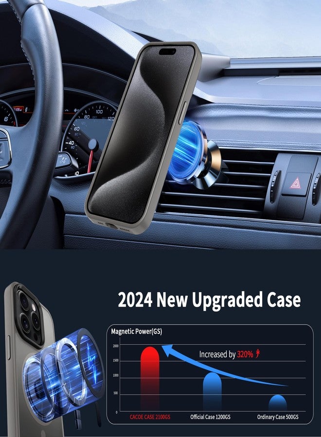 CACOE Magnetic Case for iPhone 15 Pro 2023 6.1 inch-Compatible with MagSafe & Magnetic Car Phone Mount,Anti-Fingerprint TPU Thin Phone Cases Cover Protective Shockproof（Light Gray） - Image 3