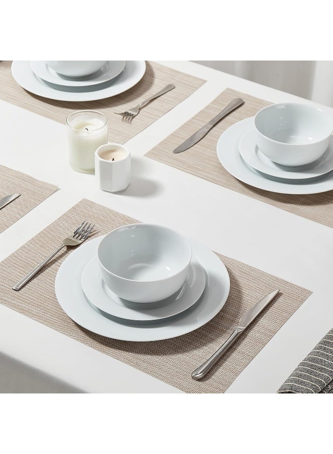 Turbo Bee 16 Pieces Plates and Bowls Sets White Porcelain Dinnerware Sets Ceramic Dishes Set Service for 4 White Kitchen Dinner Dining Ware Set - Image 4