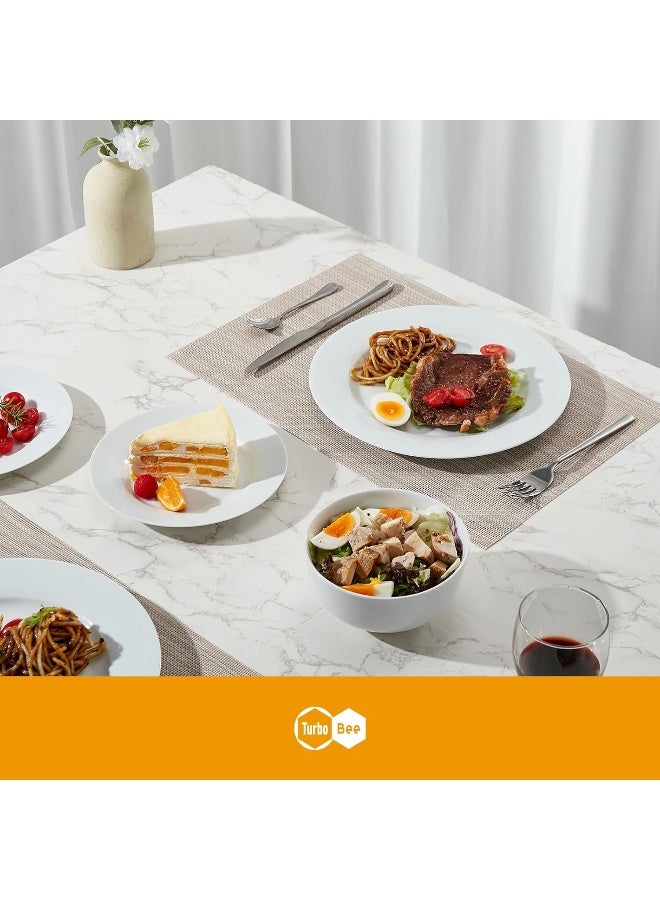 Turbo Bee 16 Pieces Plates and Bowls Sets White Porcelain Dinnerware Sets Ceramic Dishes Set Service for 4 White Kitchen Dinner Dining Ware Set - Image 3