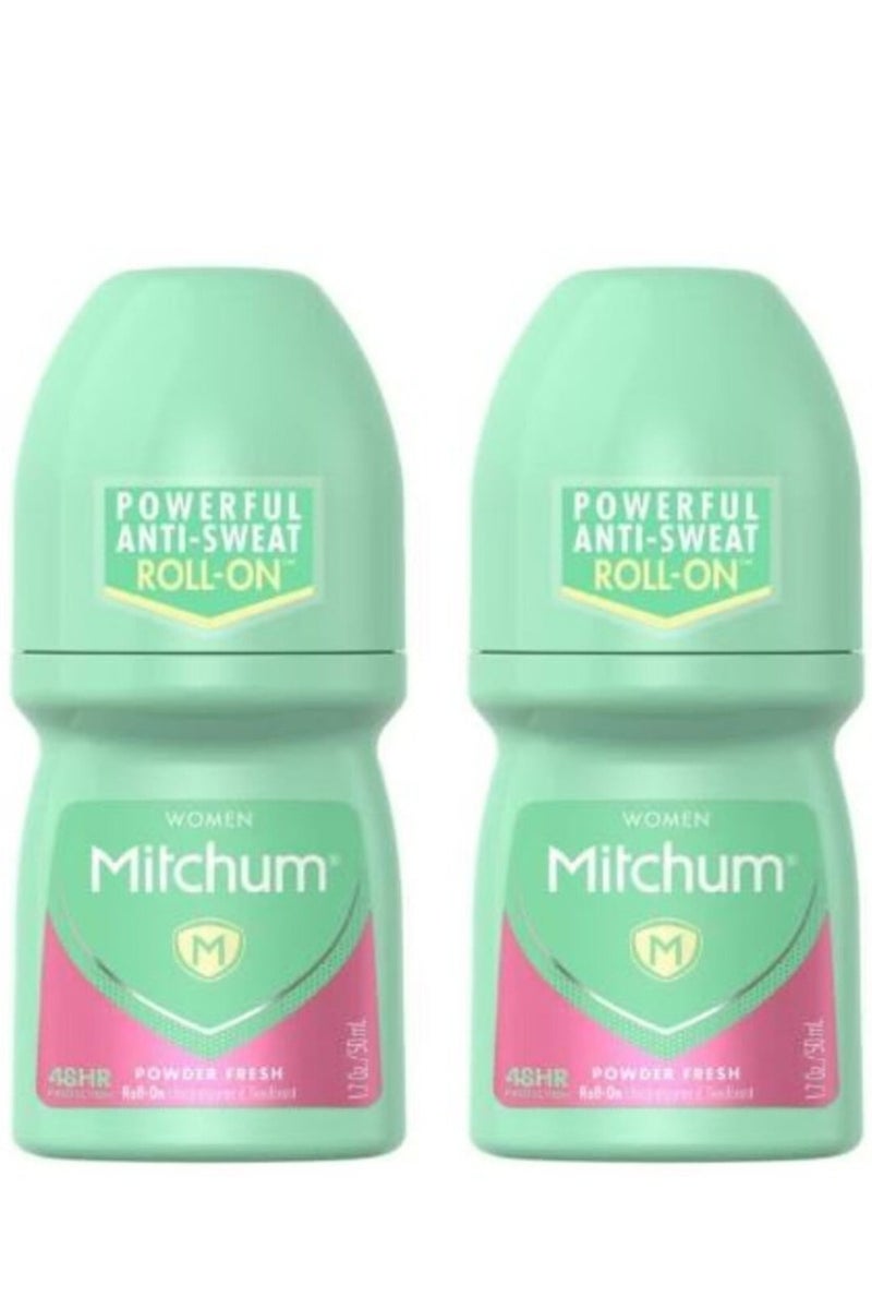ميتشوم مزيل عرق رول أون مضاد للتعرق للنساء - بودرة منعشة 50 مل، قطعتان