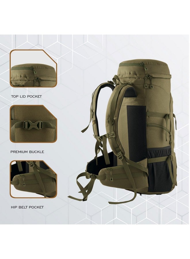 Trawoc حقيبة سفر داخلية TRAWOC FUSION X سعة 50 لتر مع إطار ألياف، حقيبة ظهر تفتح من الأمام والأعلى للمشي والتخييم، حقيبة ظهر للرجال والنساء مع غطاء مطري وحجرة للأحذية، زيتوني أخضر SHK018 - Image 2