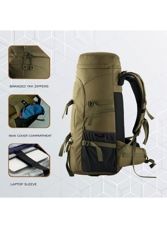 Trawoc حقيبة سفر داخلية TRAWOC FUSION X سعة 50 لتر مع إطار ألياف، حقيبة ظهر تفتح من الأمام والأعلى للمشي والتخييم، حقيبة ظهر للرجال والنساء مع غطاء مطري وحجرة للأحذية، زيتوني أخضر SHK018 - Image 5