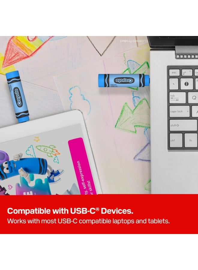 sandisk Crayola USB-C Flash Drive, Cerulean Blue, 128GB, Up to 300MB/s 128 GB - Image 3