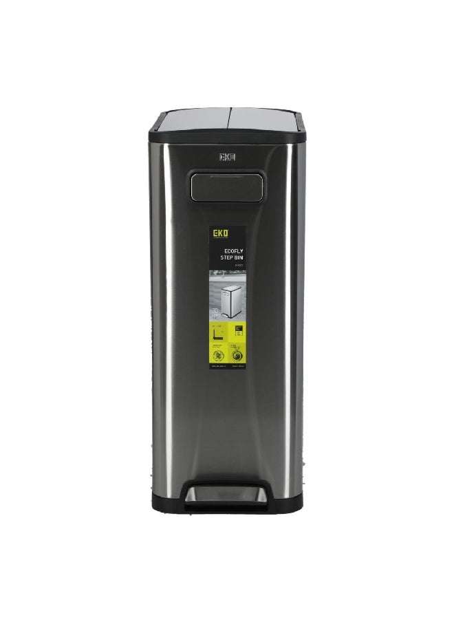 EKO - Ecofly Non-Slip Rectangular Stainless Steel Step Trash Can Silver 30 L EK9377MT-30L - Image 1