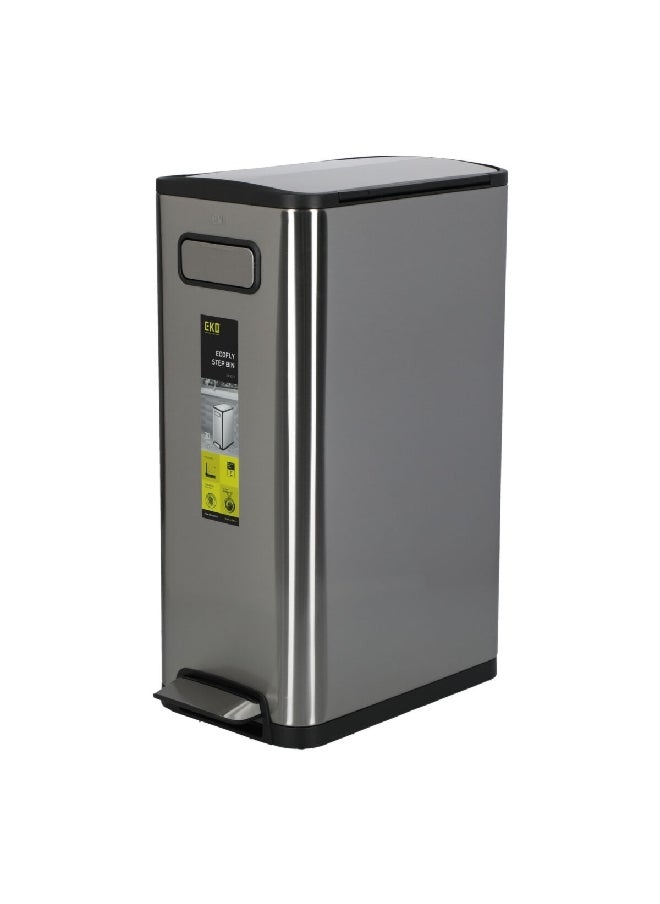 EKO - Ecofly Non-Slip Rectangular Stainless Steel Step Trash Can Silver 30 L EK9377MT-30L - Image 1