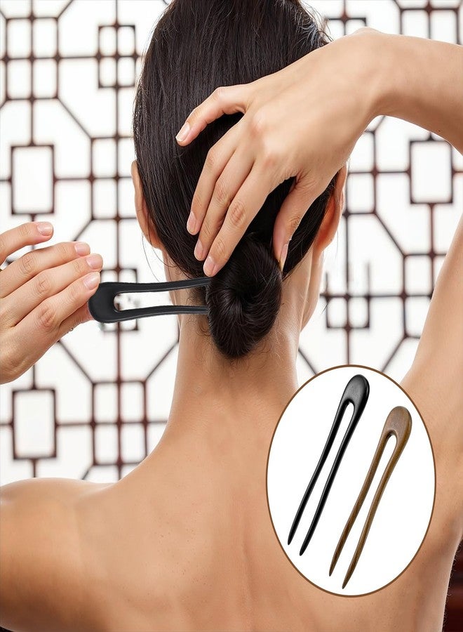 Xyembu 2 Pack Wooden Hair Forks, U Shaped Hair Pins with Two Prongs Hair Clips for Buns, French Hair Pin, Wooden Hair Fork for Women, Valentines Wedding Prom Decorative accessories - Image 3