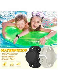 Y&D 2 Pack Airtag Bracelet for Kids Waterproof Silicone Wristband Full Case Cover Holder Anti Lost Band Hidden Accessories Toddler Child Strap Black And Gray  - Image 1