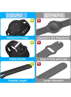 Y&D 2 Pack Airtag Bracelet for Kids Waterproof Silicone Wristband Full Case Cover Holder Anti Lost Band Hidden Accessories Toddler Child Strap Black And Gray  - Image 4