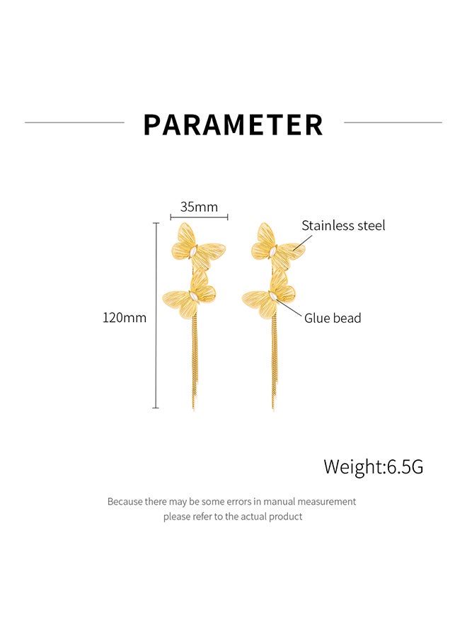 Light Luxury Earrings For Women, Stainless Steel, Exaggerated Temperament, Butterfly Tassels, High-End Earrings - Image 2