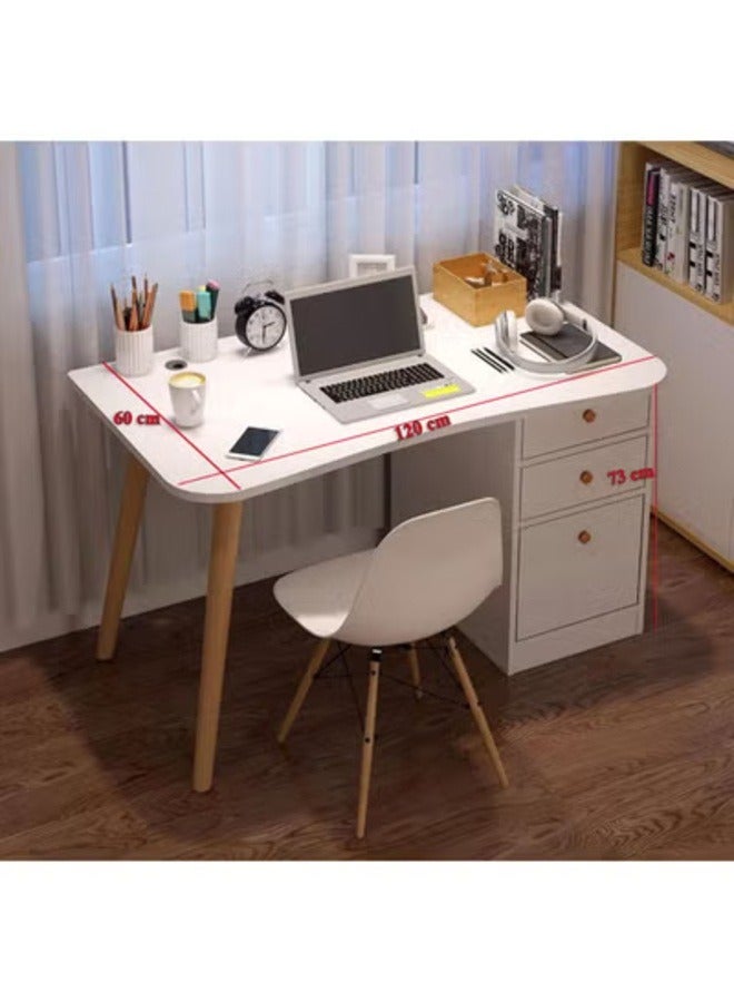 AGD Modern Multi-Functional Home Desk For Computer, Gaming, Writing And Studying With Storage Drawers And Cabinet, White 120X60X73 Cm - Image 2