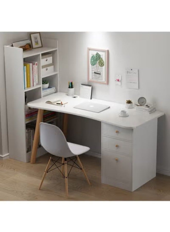 AGD Modern Multi-Functional Home Desk For Computer, Gaming, Writing And Studying With Storage Drawers And Cabinet, White 120X60X73 Cm - Image 3