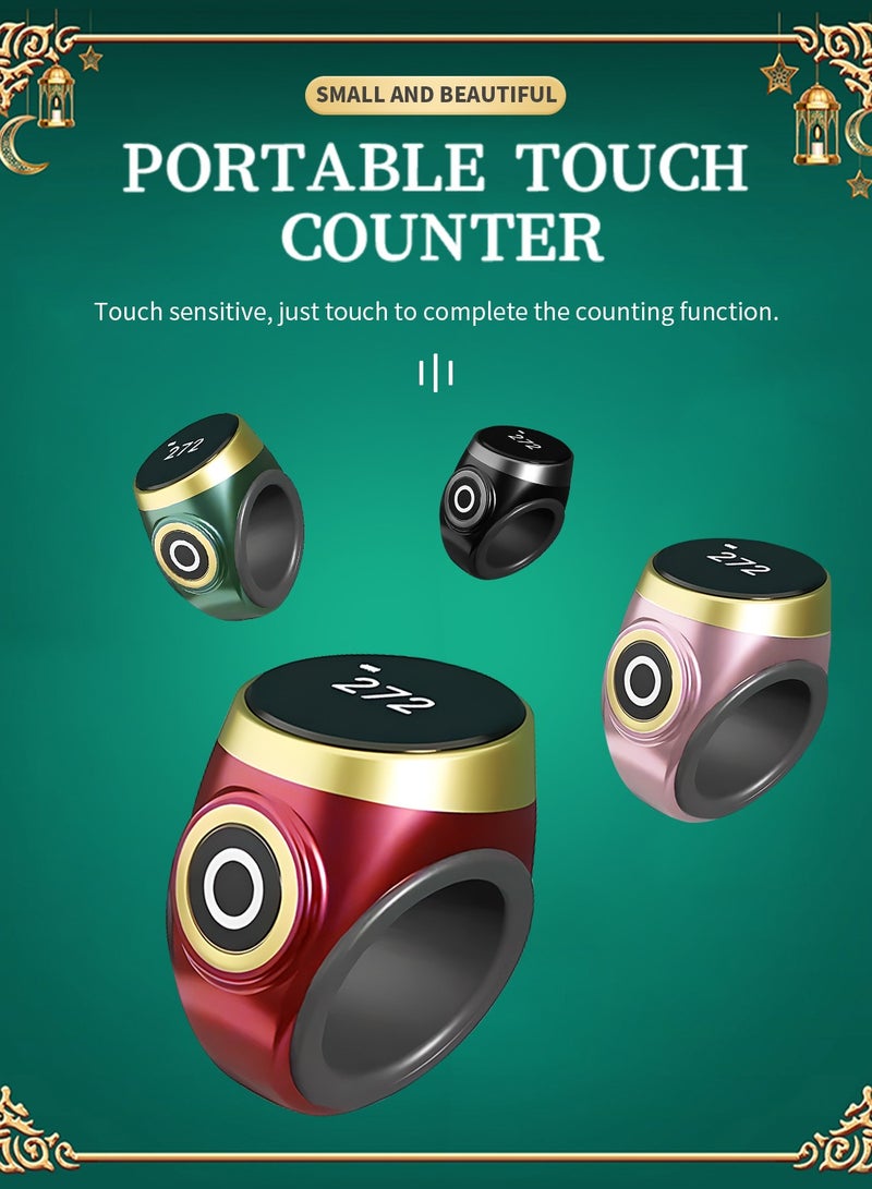 خاتم تسبيح رقمي يمكن ارتداؤه مع عداد، شاشة OLED مقاومة للماء، الحد الأقصى للعد هو 9999، مناسب للصلاة الإسلامية - Image 4