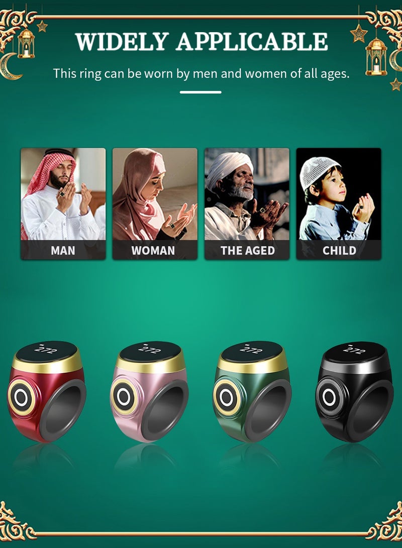 خاتم تسبيح رقمي يمكن ارتداؤه مع عداد، شاشة OLED مقاومة للماء، الحد الأقصى للعد هو 9999، مناسب للصلاة الإسلامية - Image 5