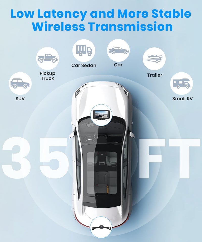 AUTO-VOX Wireless Backup Camera: 5" 1080P HD Dual-Channel Monitor, Easy Installation,Stable Digital Transmission Signal,IP69K Waterproof Night Vision Back Up Camera for Truck,SUV,Pickup,Car,Trailer - Image 4