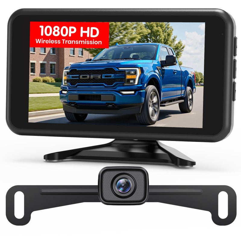 AUTO-VOX Wireless Backup Camera: 5" 1080P HD Dual-Channel Monitor, Easy Installation,Stable Digital Transmission Signal,IP69K Waterproof Night Vision Back Up Camera for Truck,SUV,Pickup,Car,Trailer - Image 1