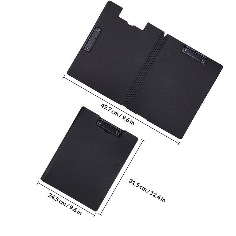 Foldable A4 Clipboard with Document Organizer Double Clip Black for Office and Classroom Use - Image 3