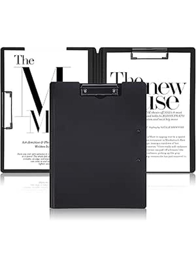 Foldable A4 Clipboard with Document Organizer Double Clip Black for Office and Classroom Use - Image 1
