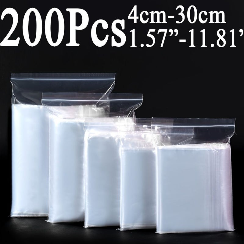 200 Large Plastic Reusable Gift Bags 200pcs 3.15x4.72 Inch Double Layer 0.062mm - Image 1